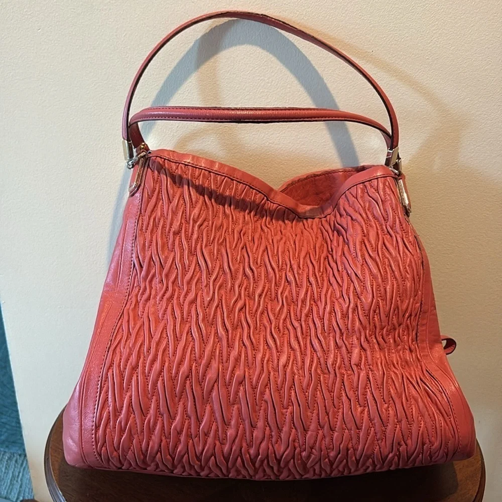 Coach   Madison Phoebe shoulder bag 3 compartment gathered quilted leather Coral